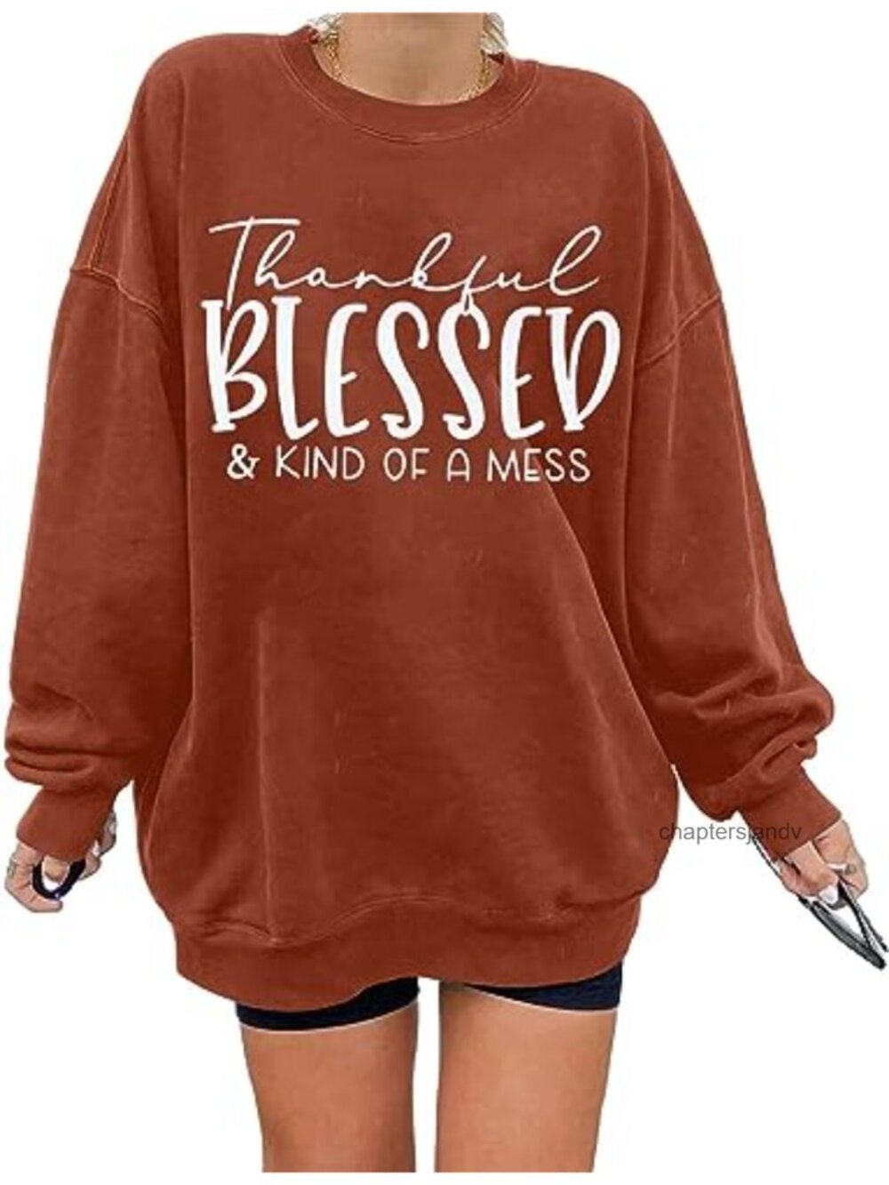 Thankful Blessed Kind of a Mess Sweatshirt Oversized Thanksgiving Pullover